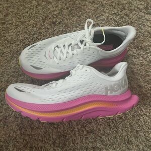 HOKA Women's Kawana White and Pink Running Shoes size 9B
